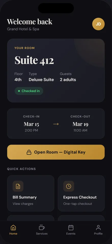 Hotel app screenshot